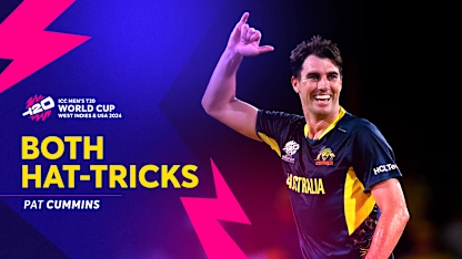 Logo of Both of Pat Cummins' hat-tricks at T20WC 2024
