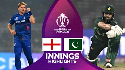 Logo of Willey ends on a high as Pakistan top order misfires | Innings Highlights | CWC23
