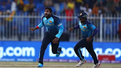 Logo of Hasaranga hat-trick v South Africa | 2021 ICC Men's T20WC