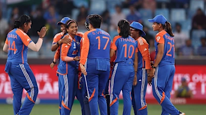 Logo of Shreyanka Patil with the big scalp of Chamari Athapaththu | WT20WC 2024