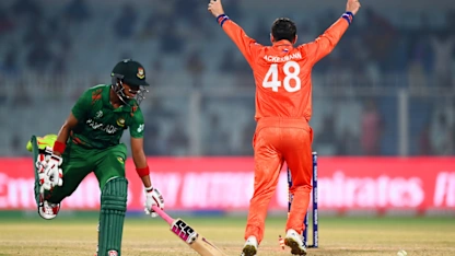 Logo of Direct hit sends Mahedi back | CWC23
