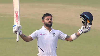 Logo of Kohli 100 in the pink ball Test