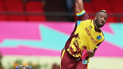 Logo of Andre Russell gets his 50th T20I wicket | WI v PNG | T20WC 2024