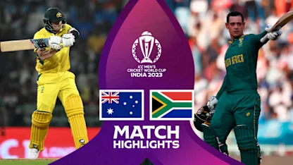 Logo of South Africa cruise to resounding win over Australia | Match Highlights | CWC23