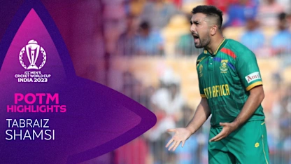 Logo of Tabraiz Shamsi plays key role in South Africa victory | POTM Highlights | CWC23