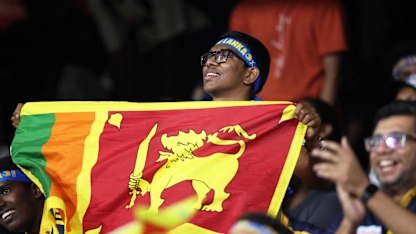 Fans of Sri Lanka look on from the crowd during the ICC Men's T20 World Cup