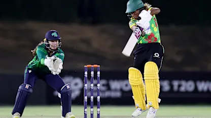 Nasiman Navaika of Vanuatu bats during the ICC Women's T20 World Cup Qualifier 2024 match between Vanuatu and Ireland at Tolerance Oval on May 01, 2024 in Abu Dhabi, United Arab Emirates.