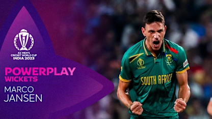 Logo of Every Marco Jansen Powerplay wicket from CWC23