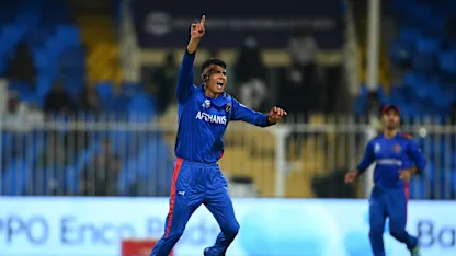 Logo of Mujeeb takes three in an over