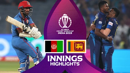 Logo of Afghanistan middle-order stands tall in Pune chase | Innings Highlights | CWC23