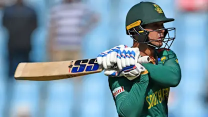 Logo of Quinton de Kock launches Mitchell Starc into the stands | CWC23
