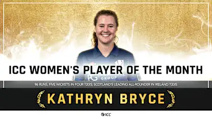 Logo of Kathryn Bryce - ICC Women's Player of the Month for May 2021