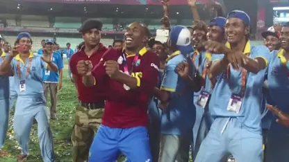 Logo of Darren Sammy moments after West Indies win