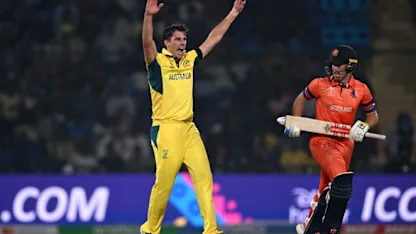 Logo of Ruthless Aussie bowlers strike early | AUS v NED | CWC23
