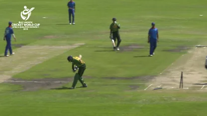 ICC U19 Cricket World Cup Africa Qualifier: Nam v Nga – Mauritius Ngupita of Namibia takes 3 for 16 in 10 overs against Nigeria