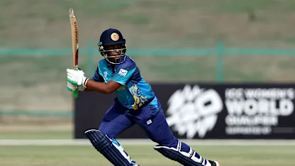 Hasini Perera of Sri Lanka bats during the ICC Women's T20 World Cup Qualifier 2024 match between Sri Lanka and Uganda at Zayed Cricket Stadium on May 01, 2024 in Abu Dhabi, United Arab Emirates.