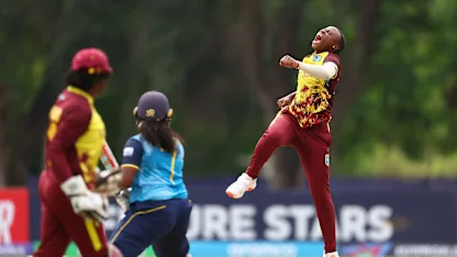 Logo of Jahzara Claxton knocks over Hiruni Kumari | U19WC 2025