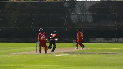 Logo of U19CWC Zim v PNG: Wesley Madhevere catch