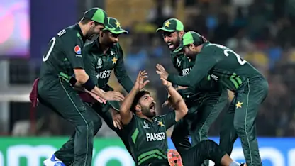 Logo of Haris Rauf takes stunning return catch | PAK v SA | CWC23