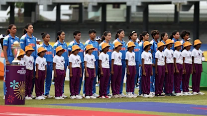 Indian players stand together for the anthem | CWC25