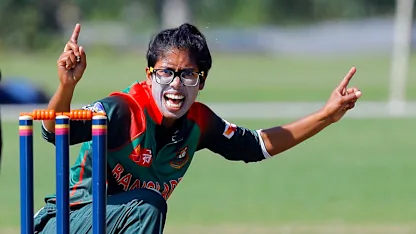 Logo of Match 7: Bangladesh Bowler Fahima Khatun appeals for a LBW, Netherlands Women v Bangladesh Women, Group B, ICC Women's World Twenty20 Qualifier at Utrecht, 8th July 2018.