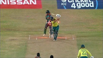 Logo of SA v BAN: Nahida Akter dismisses Dane van Niekerk on her second delivery