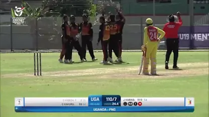 Logo of John Kariko's five-wicket haul | UGA v PNG | ICC U19 Men’s CWC 2022