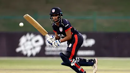 Suhani Thadani of USA bats during the ICC Women's T20 World Cup Qualifier 2024 match between Thailand and USA at Zayed Cricket Stadium on May 01, 2024 in Abu Dhabi, United Arab Emirates.