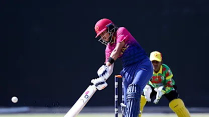 Esha Oza of United Arab Emirates bats during the ICC Women's T20 World Cup Qualifier 2024 match between United Arab Emirates and Vanuatu at Zayed Cricket Stadium on May 03, 2024 in Abu Dhabi, United Arab Emirates.
