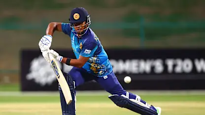 Chamari Athapaththu of Sri Lanka bats during the ICC Women's T20 World Cup Qualifier 2024 Semi-Final match between United Arab Emirates and Sri Lanka at Zayed Cricket Stadium on May 05, 2024 in Abu Dhabi, United Arab Emirates.