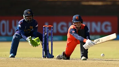 Logo of Scott Edwards undefeated fifty proves in vain against Sri Lanka | CWC23 Qualifier