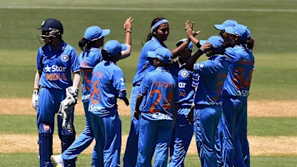 Logo of India Women's team celebrating