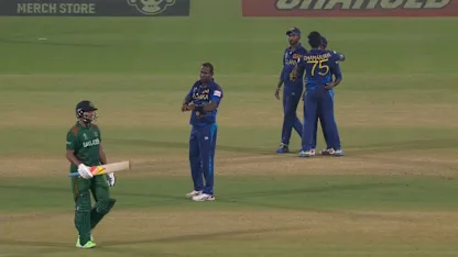 Logo of Angelo Mathews sends back Shakib and Shanto in quick succession | CWC23