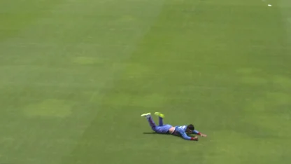 Nisar Wahdat takes the catch to end Pakistan's innings