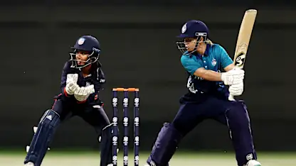 Naruemol Chaiwai of Thailand bats during the ICC Women's T20 World Cup Qualifier 2024 match between Thailand and USA at Zayed Cricket Stadium on May 01, 2024 in Abu Dhabi, United Arab Emirates.