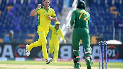 Josh Hazlewood with a beauty to dismiss van der Dussen