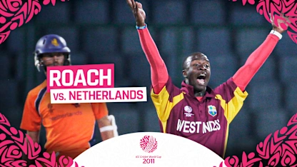 Logo of CWC11 | Roach with a World Cup hat-trick against Netherlands