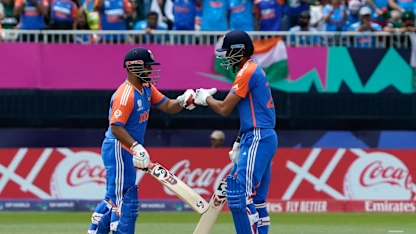 Logo of Axar Patel ramps Shaheen Afridi for six | IND v PAK | T20WC 2024