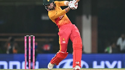 Brian Bennett launches for Zimbabwe against India
