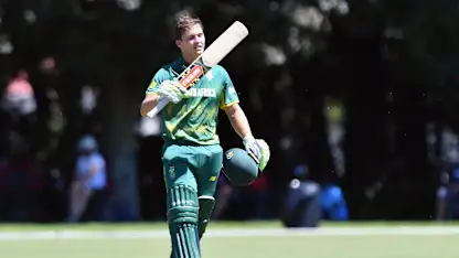 Logo of Raynard van Tonder of South Africa celebrates his century