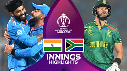 Logo of India bowlers rip through South Africa batting | Innings Highlights | CWC23