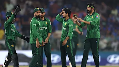 Pakistan celebrates Hardik Pandya's wicket