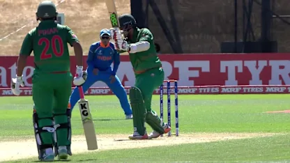 Saif Hassan, the Bangladesh skipper, is c Abhishek Sharma b Kamlesh Nagarkoti