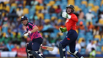 Logo of George Munsey reverse hits into the stands | T20WC 2024