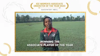 Logo of Queentor Abel accepts Women's Associate Cricketer of the Year award