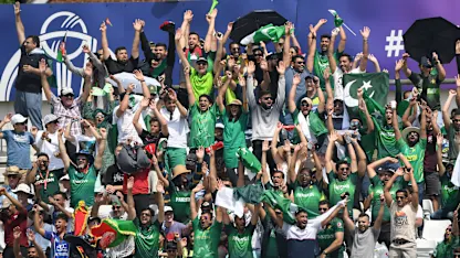 Logo of Pakistan fans cheer at Headingley