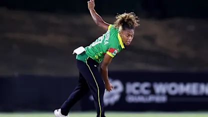 Nasiman Navaika of Vanuatu bowls during the ICC Women's T20 World Cup Qualifier 2024 match between Vanuatu and Ireland at Tolerance Oval on May 01, 2024 in Abu Dhabi, United Arab Emirates.