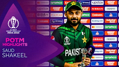 Logo of Saud Shakeel crucial knock sets up Pakistan victory | POTM Highlights | CWC23