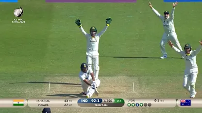 Logo of Wicket! Rohit Sharma trapped in front | WTC23 Final