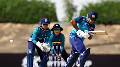 Chamari Athapaththu of Sri Lanka bats during the ICC Women's T20 World Cup Qualifier 2024 match between Sri Lanka and Thailand at Tolerance Oval on April 25, 2024 in Abu Dhabi, United Arab Emirates.